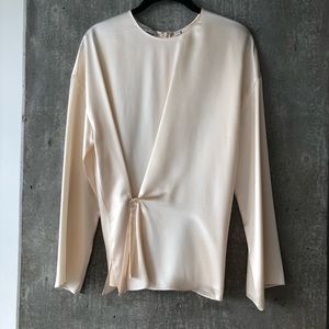 Vince 100% Silk Drop-Shoulder Billowy Sleeve Top